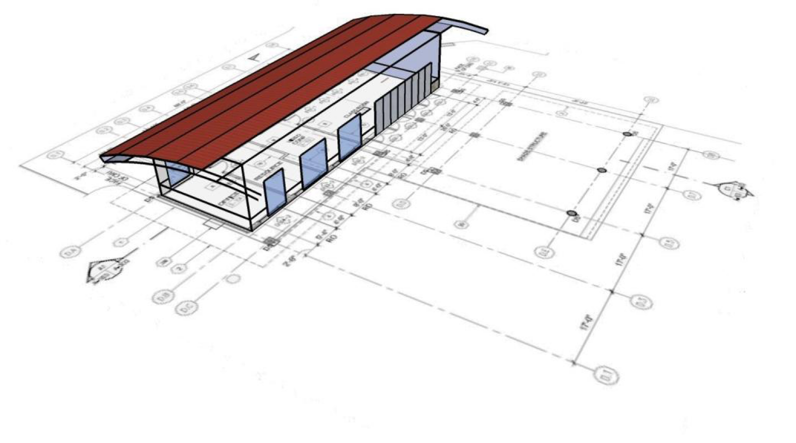 Building frame on top of a set of plans